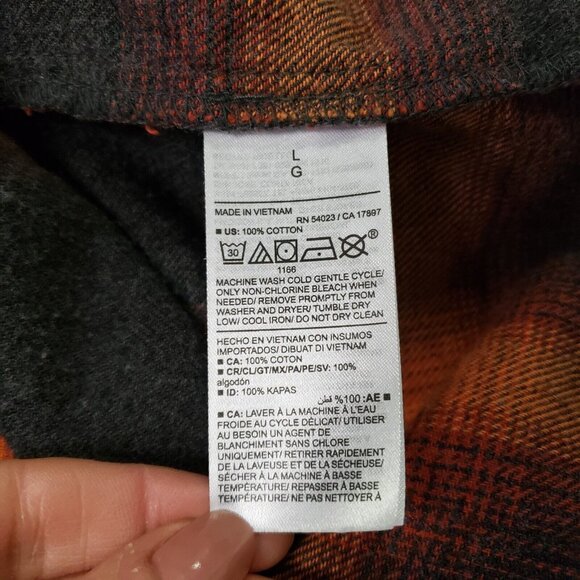 Old Navy Womens Fall Plaid Boyfriend Flannel Button Up Top Size L Orange Swiftie - Picture 4 of 8